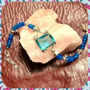 💥SALE! Sterling, topaz & blue apatite bracelet